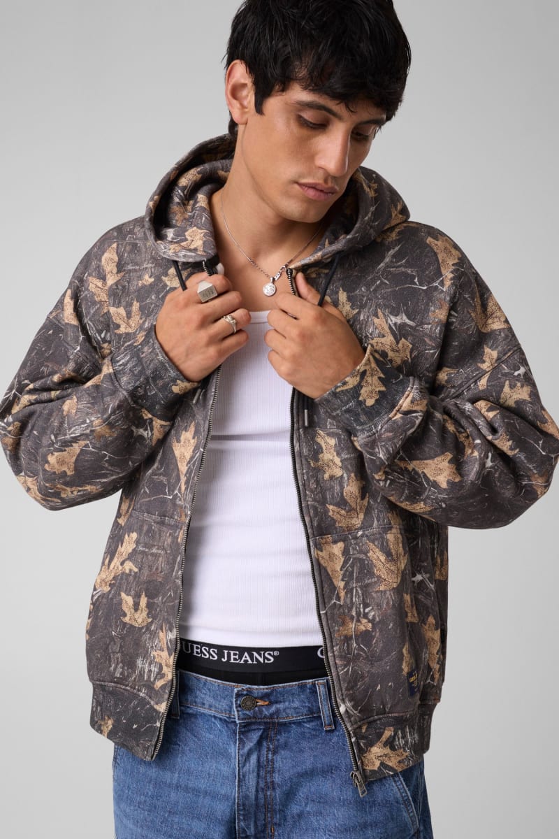 Oversized zip-up hoodie Men | GUESS Jeans®