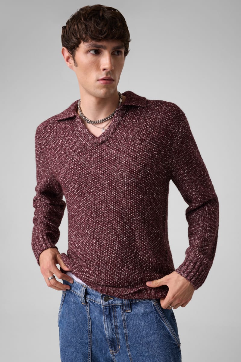 Yarn-blend polo sweater