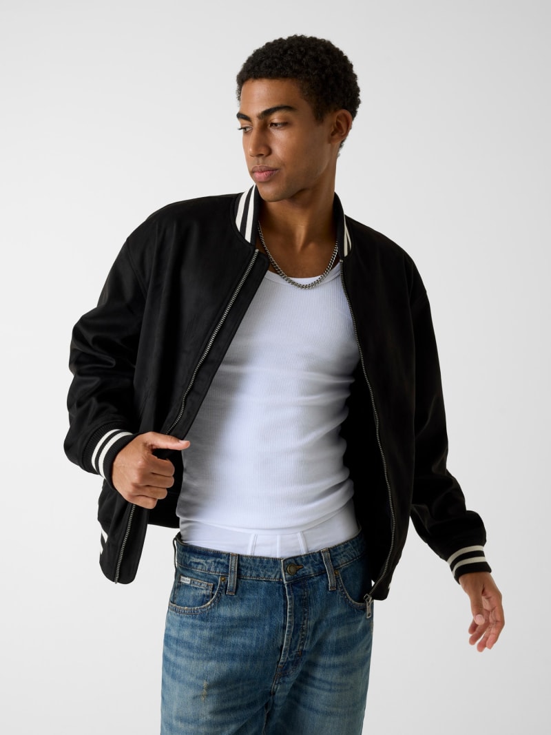y2k 00's BUFFALO BOBS Gジャン ヒゲ メンズ ブラック Faux suede bomber jacket Men | GUESS Jeans®