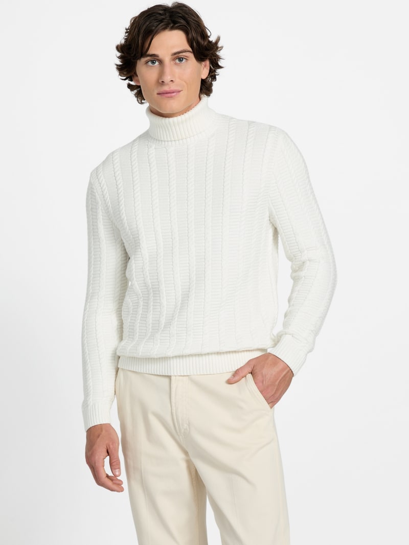 Eco Brandon Cable-Knit Turtleneck Sweater