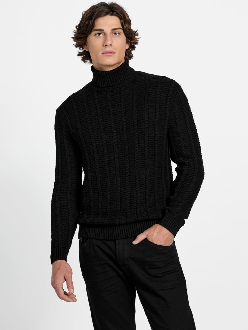 GUESS® Eco Brandon Cable-Knit Turtleneck Sweater