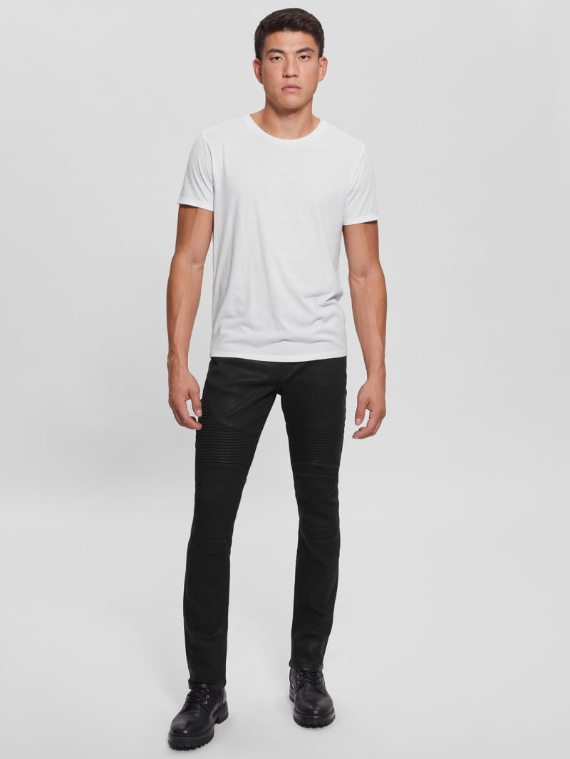 guess slim tapered moto jeans