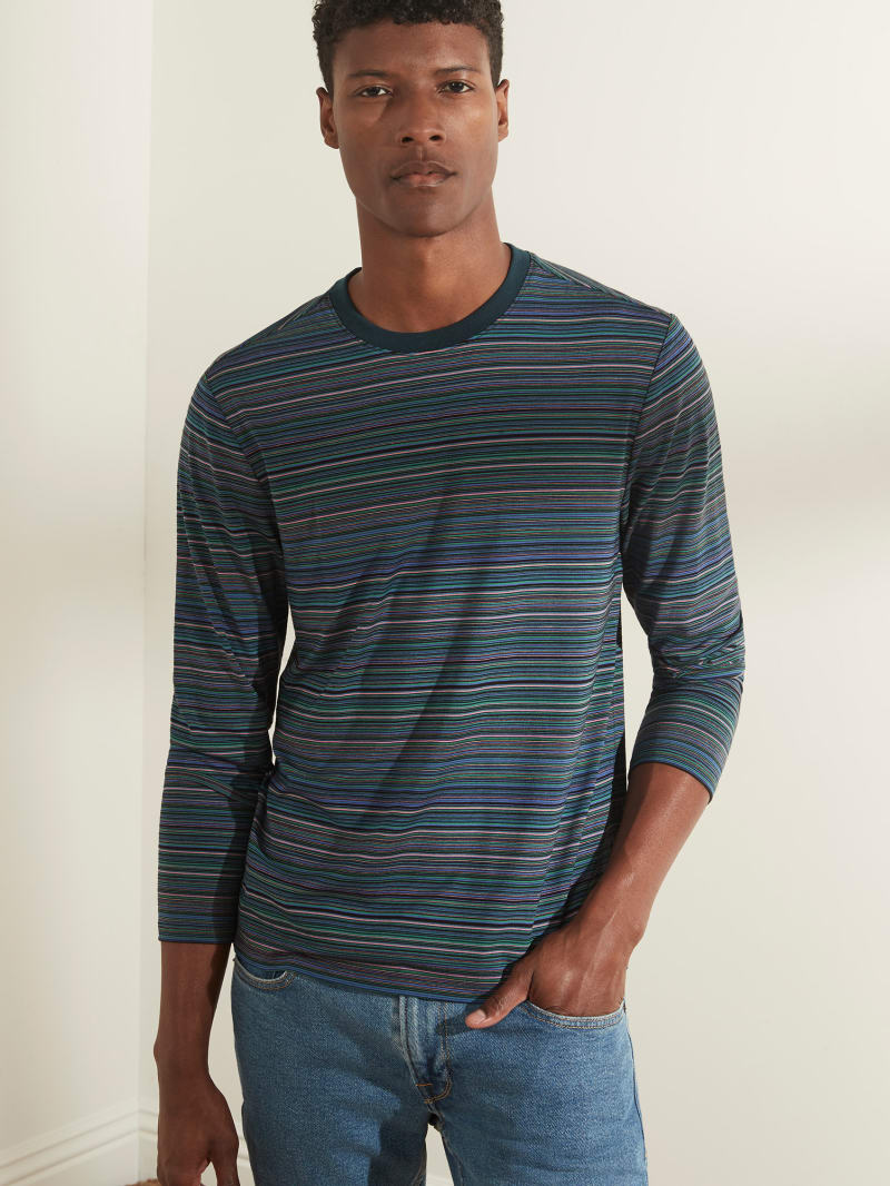 Saturday Striped Long-Sleeve Tee | GUESS