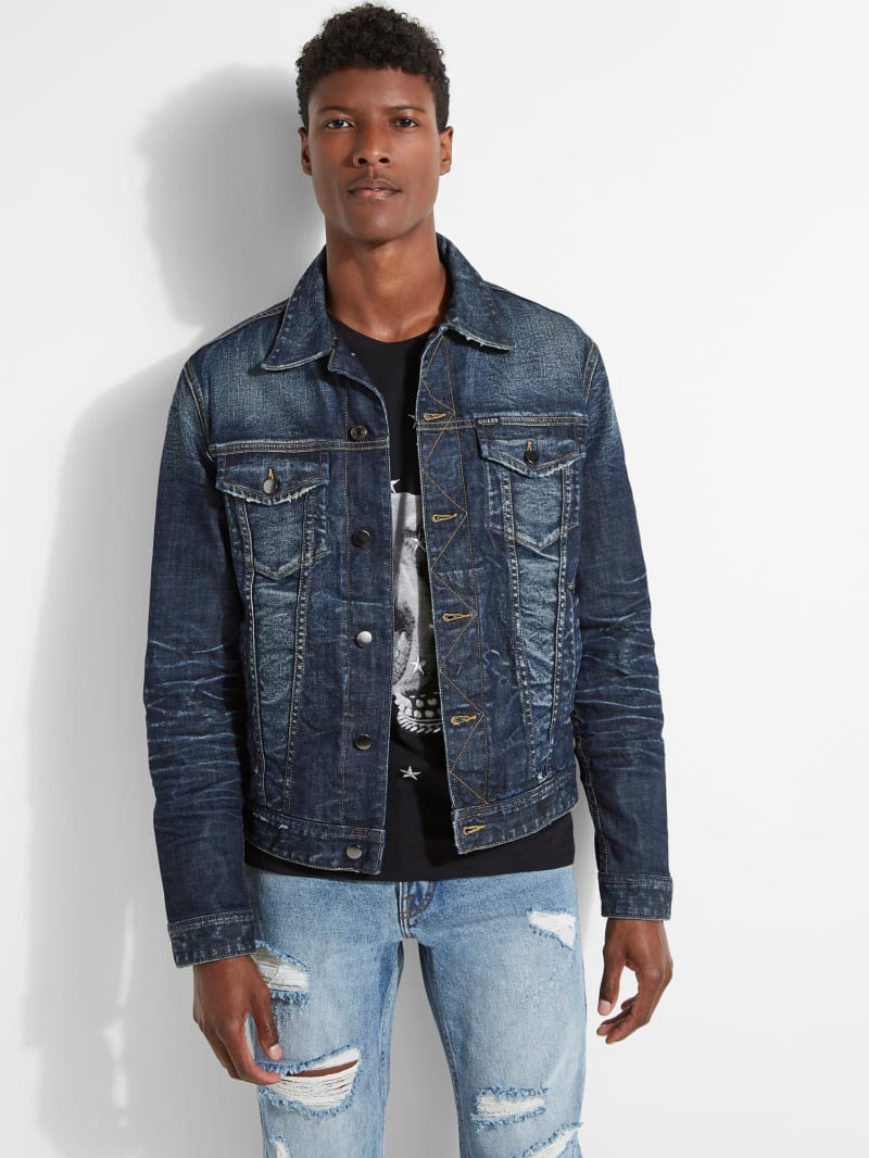 Guess distressed best sale denim jacket
