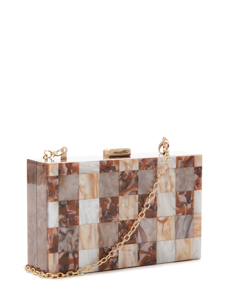 Checkered Ginger Lucite Clutch