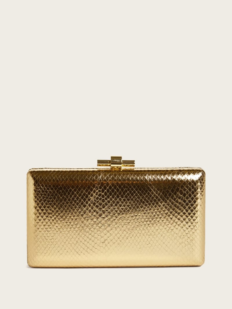 Gold-Tone Python Clutch