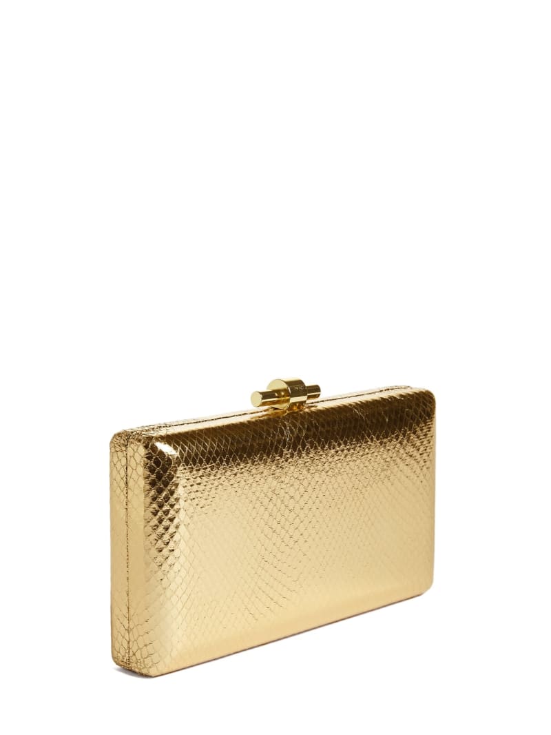 Gold-Tone Python Clutch