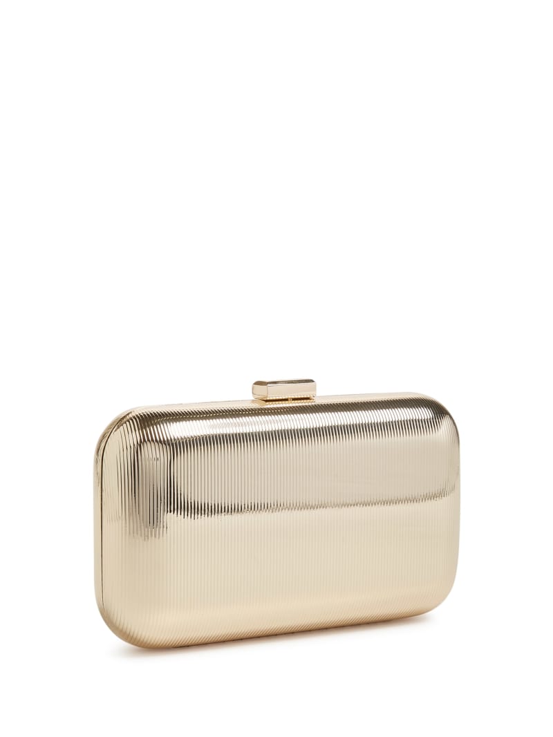 Metallic White Gold Python Clutch