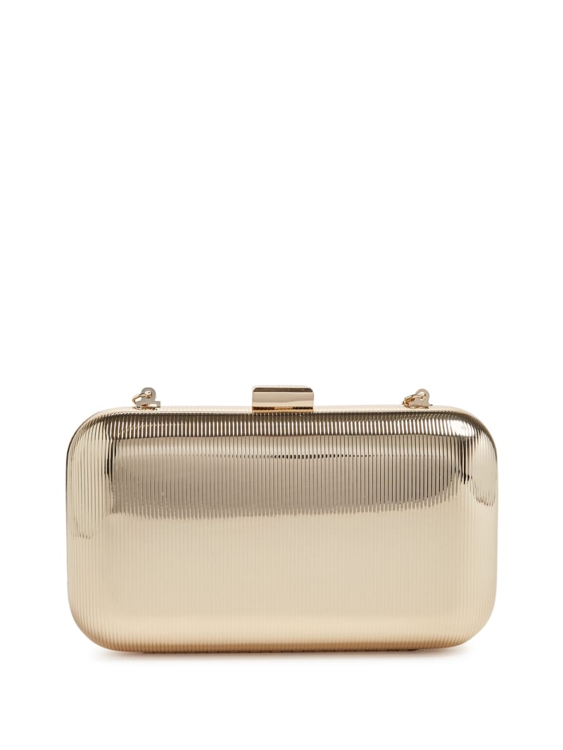 Metallic White Gold Python Clutch