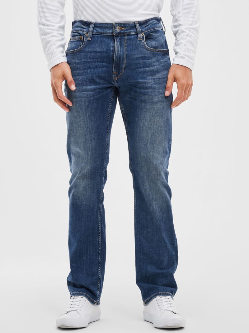 Guess Slim Straight Leg Jeans Men's Size 33 X 30 Classic Distressed Light Wash