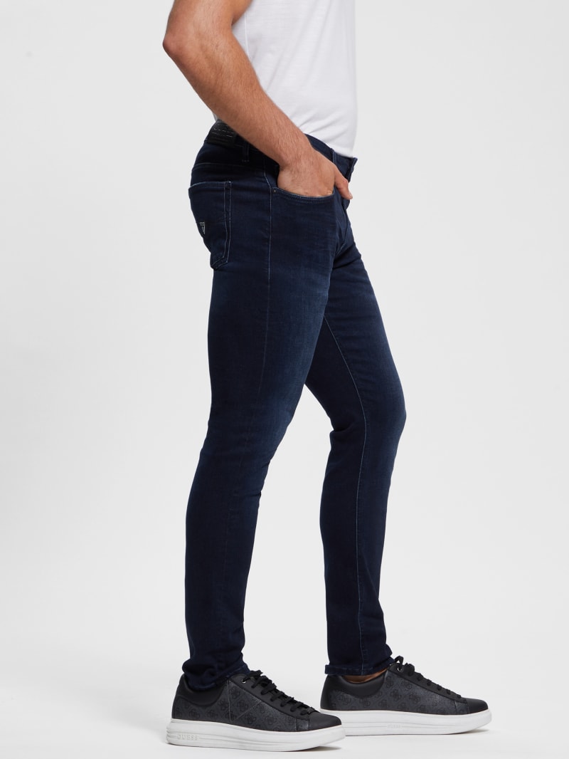 GUESS Low Rise Skinny Biker Jeggings In Light Rumble Wash, $128, GUESS