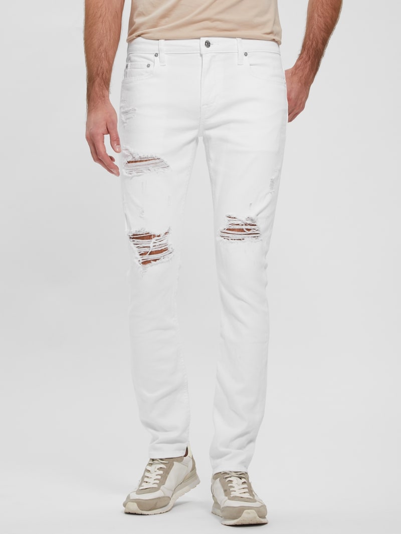 Guess white jeans for men clearance
