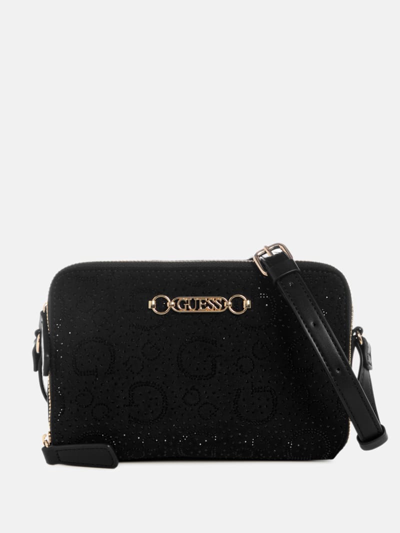 ルミスパ Avelina Rhinestone Logo Double-Zip Crossbody | GUESS Factory Ca