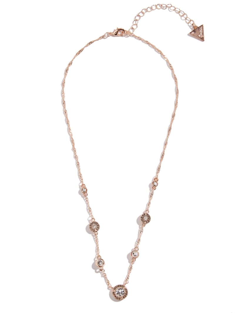 Crystal Logo Button Necklace | GUESS Factory