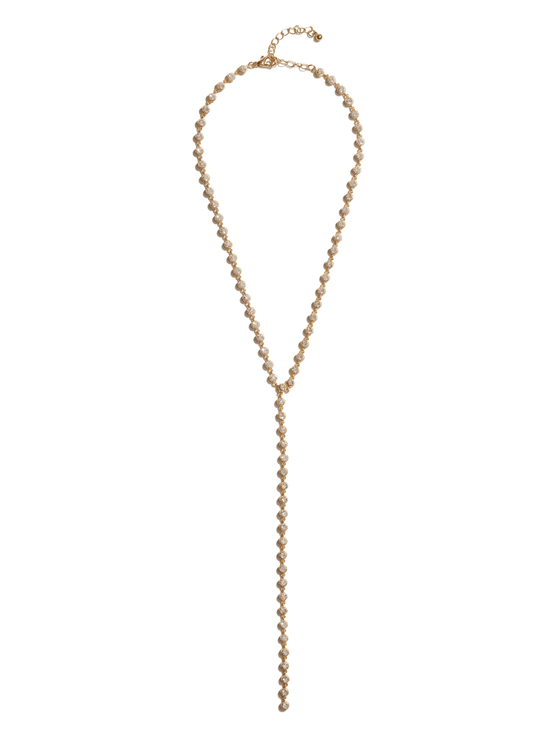 14KT Gold-Plated Rhinestone Lariat Necklace