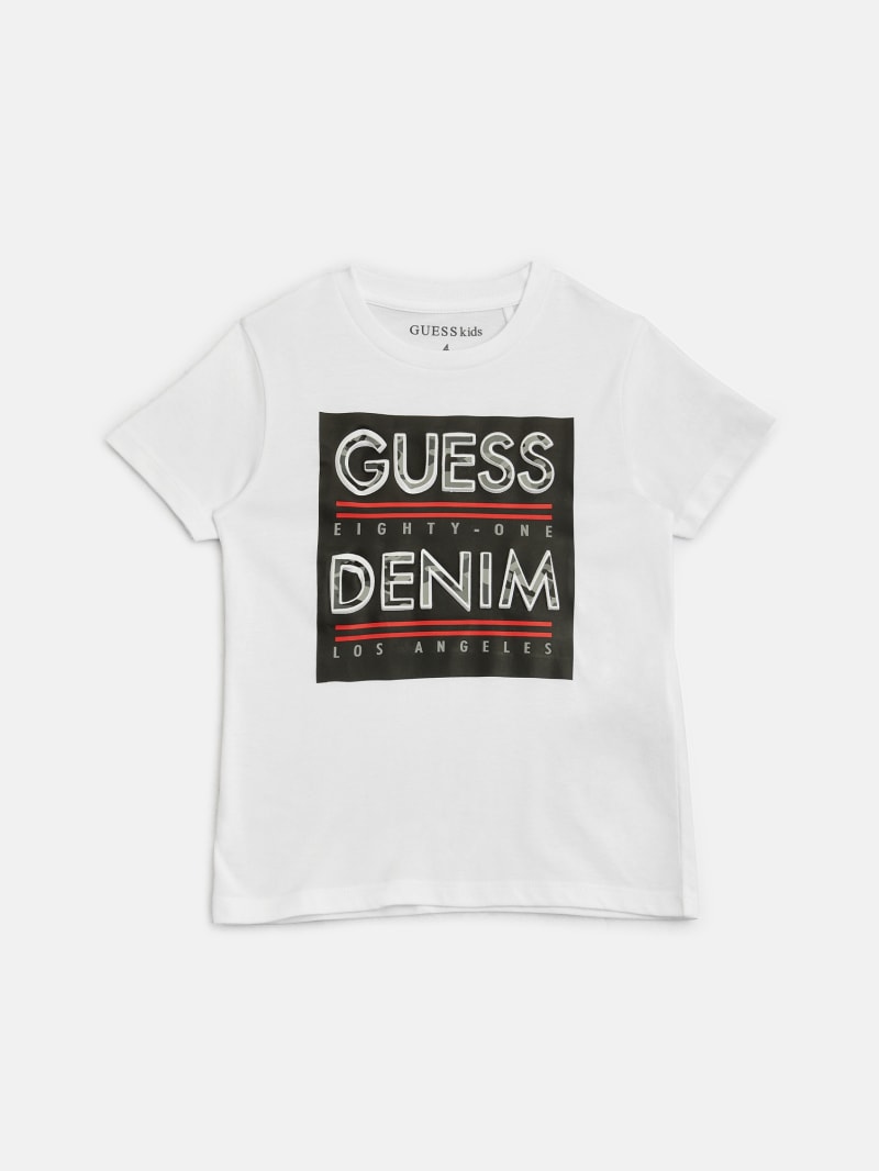 Tシャツ・カットソー 1993STUDIO [LG TWINS] BIG TYPO GRAPHIC T-SHIRT 4FK1105 Dolce & Gabbana - Boys Grey Graphic Logo T-Shirt