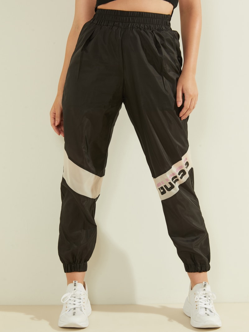 white windbreaker pants