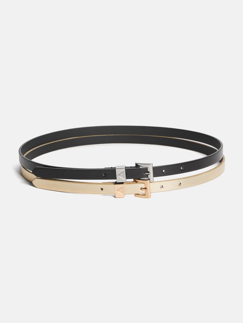 Black and Gold Skinny Belt Two Pack