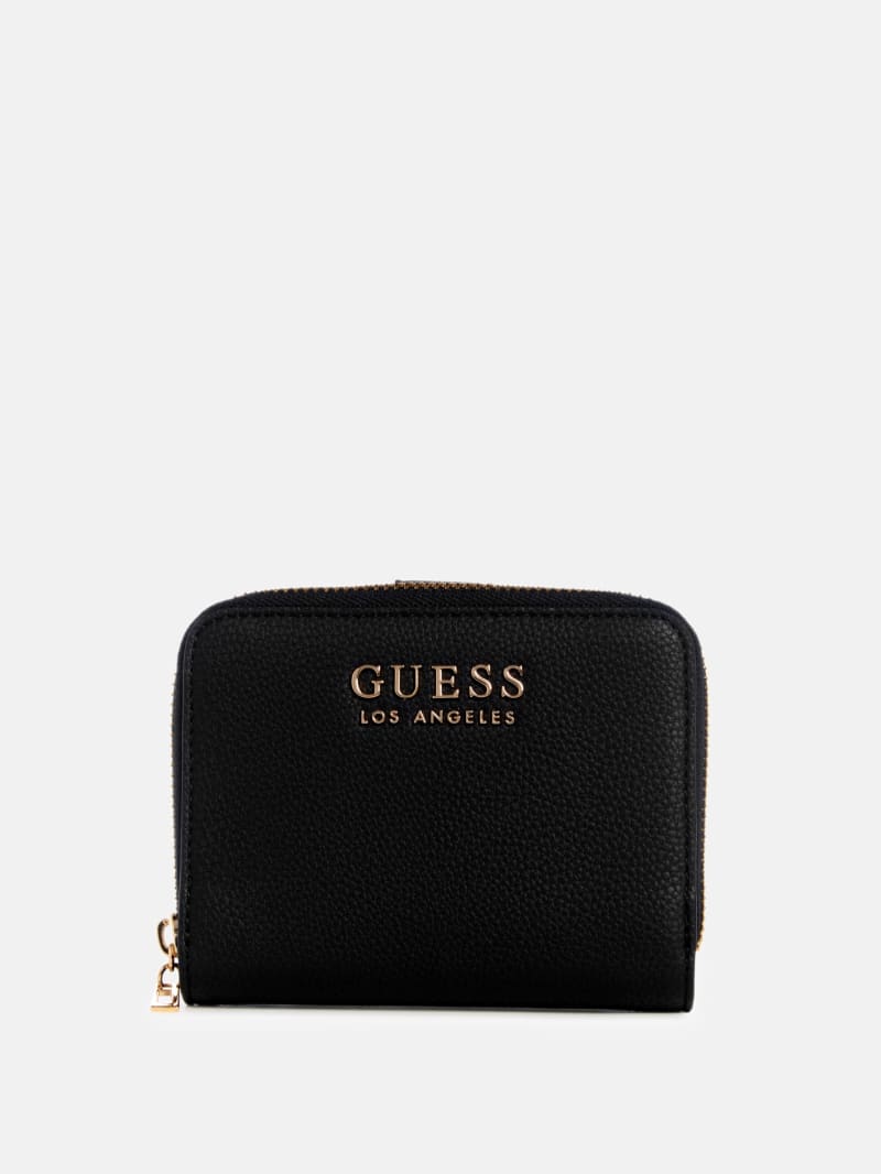【Mischief】 Rhombus Zip Around Wallet Black Embossed Zipped Wallet Black