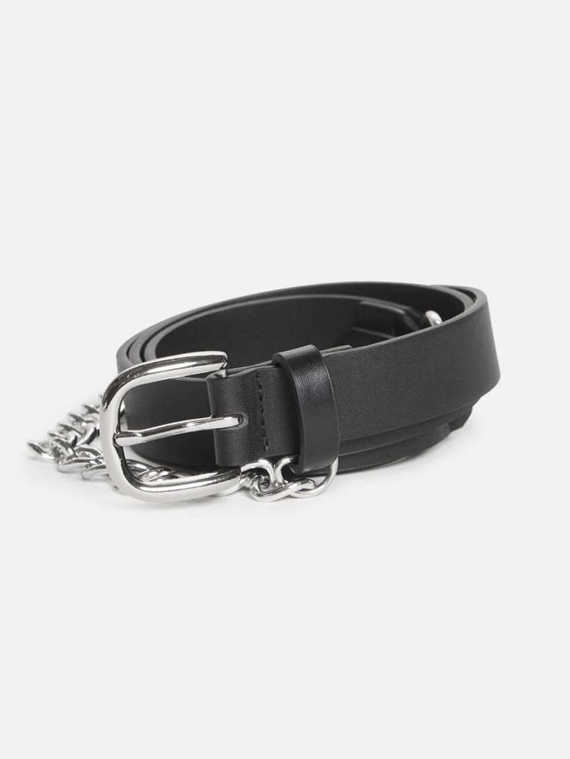 Chain and Faux-Leather Skinny Belt | GUESS Factory