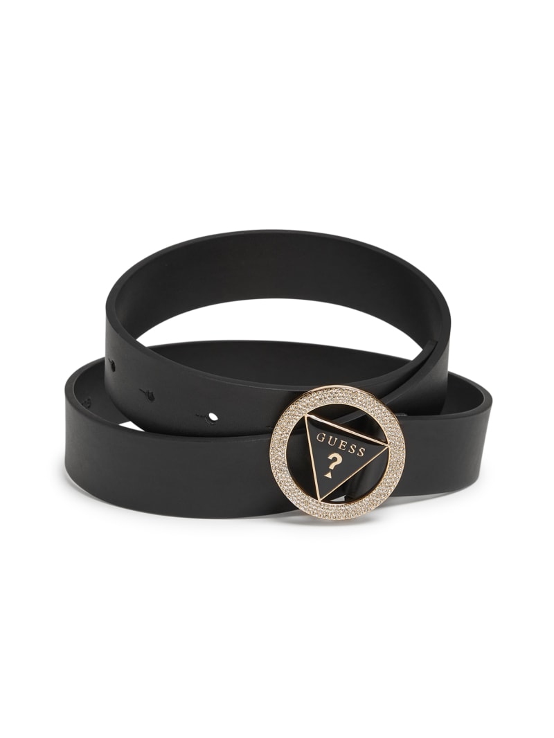 Round Rhinestone Logo Belt