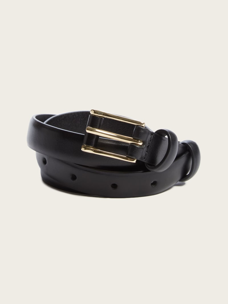 [LOW CLASSIC] / ☆ 24FW DOUBLE BELL LEATHER BELT / BLACK Duplici Vegan Faux Leather Belt Black & Silver — Lowlife