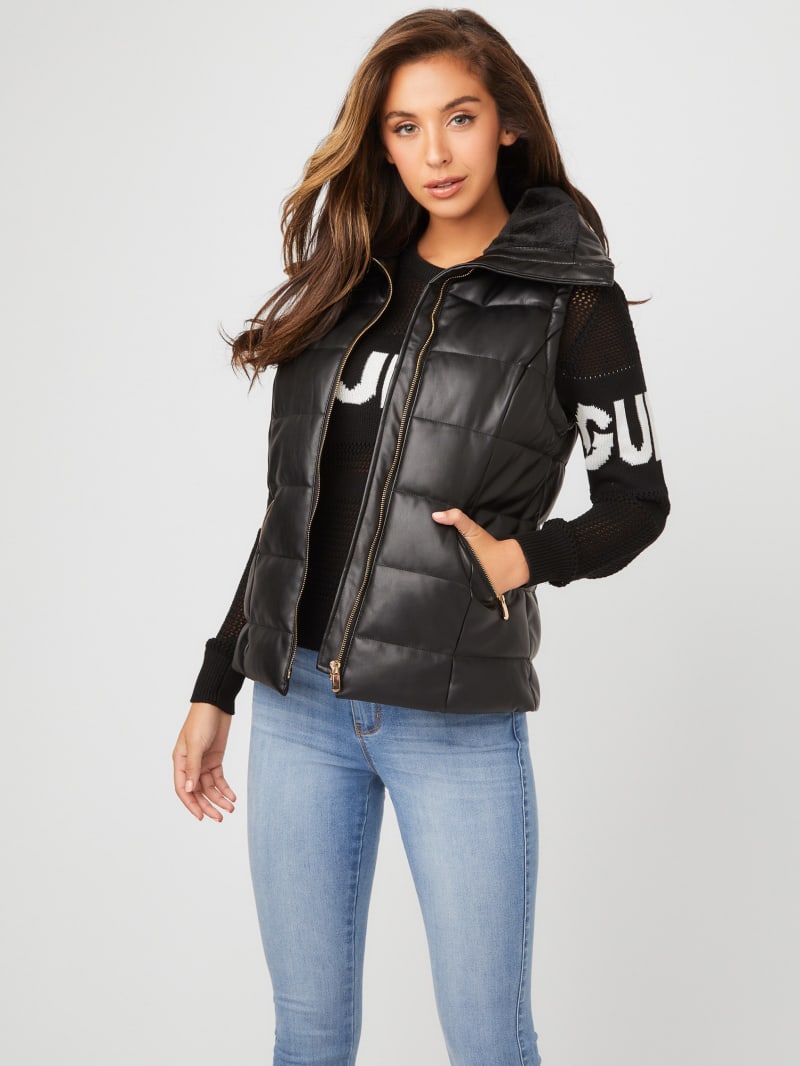 Marcelle FauxLeather Puffer Vest GUESS Factory