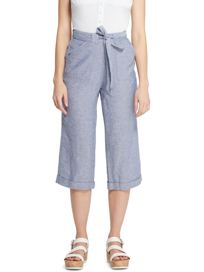 Reagan Wide Leg Linen Capri Pants GUESS Factory