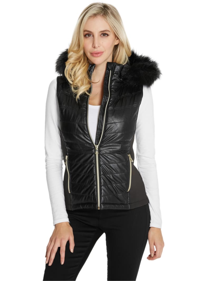 Nalani Faux-Leather Puffer Vest | GUESS Factory