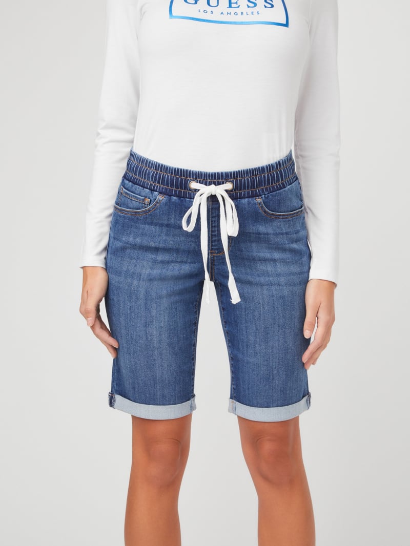 Alex Drawstring Denim Jogger Shorts GUESS Factory Ca