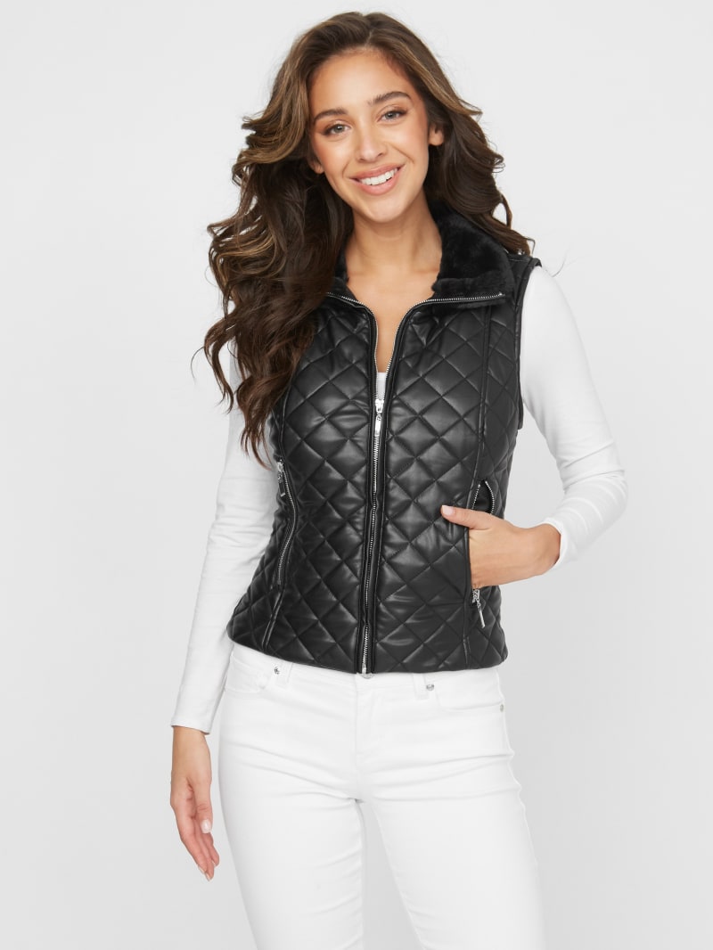 Lars Quilted Faux-Leather Vest