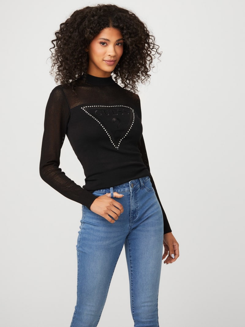 mesh mock neck