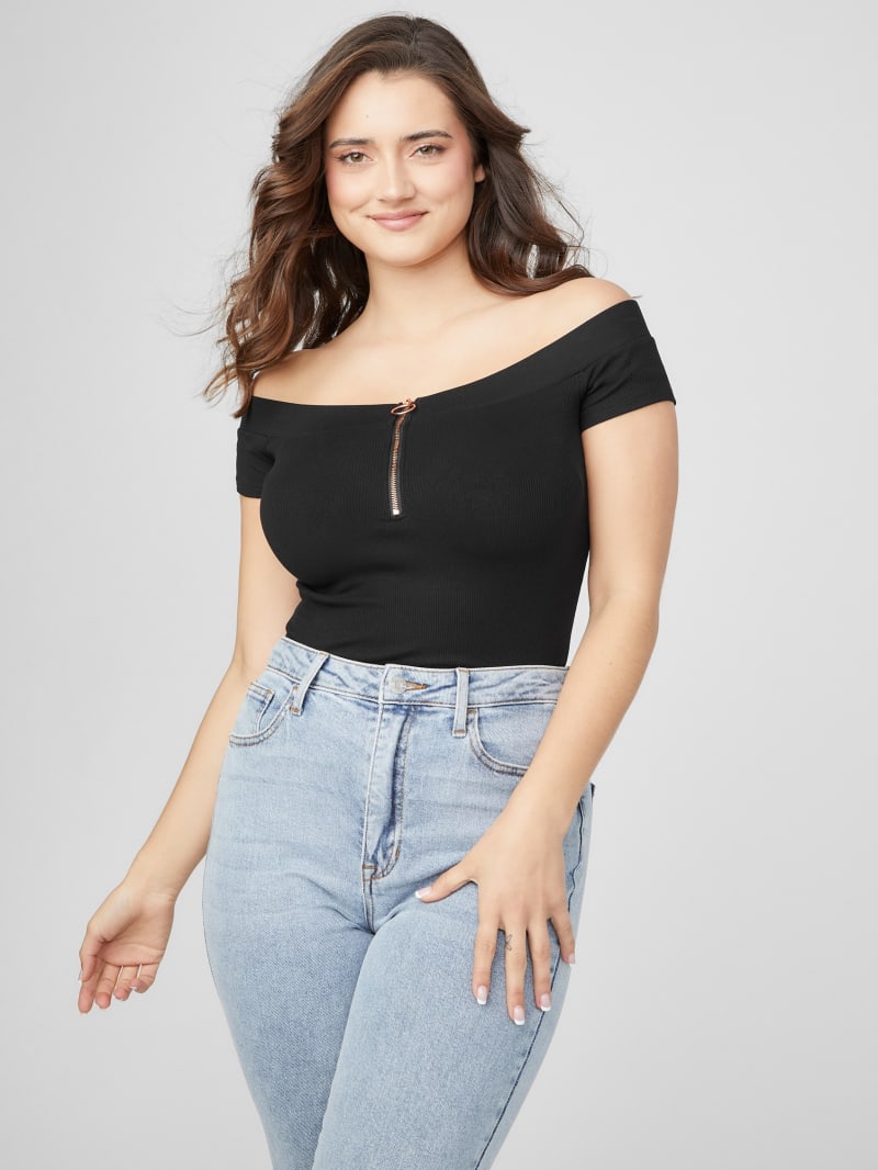 Loba Ribbed Off-The-Shoulder Top | GUESS Factory