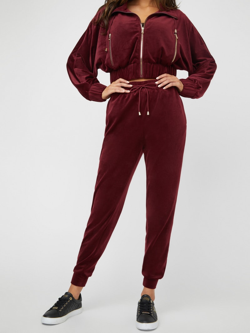 red velour joggers