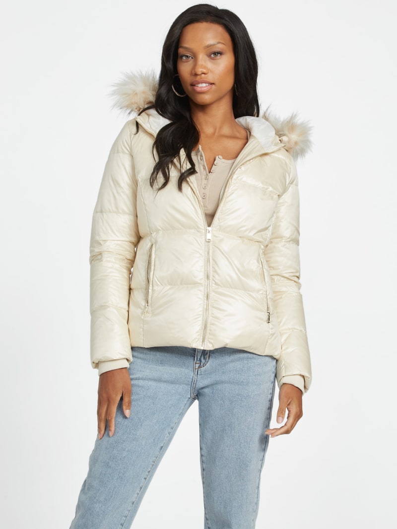 White Puffer Guess Women's Puffer Jackets GUESS Women's Faux