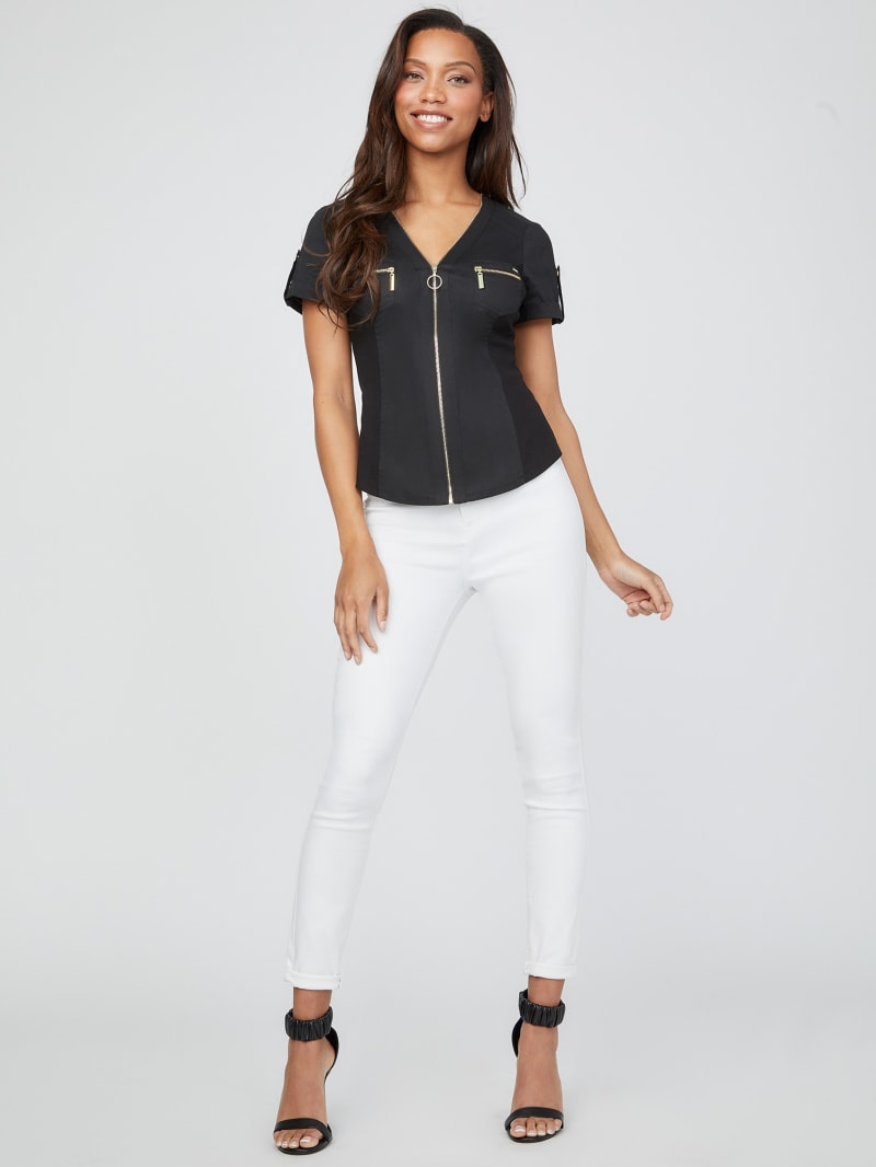 Zip front womens tops best sale