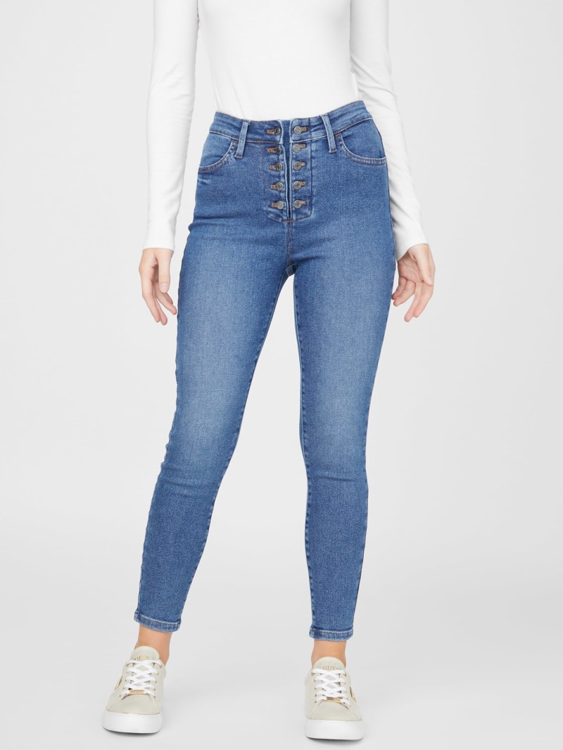 Debora High-Rise Button-Front Skinny Jeans
