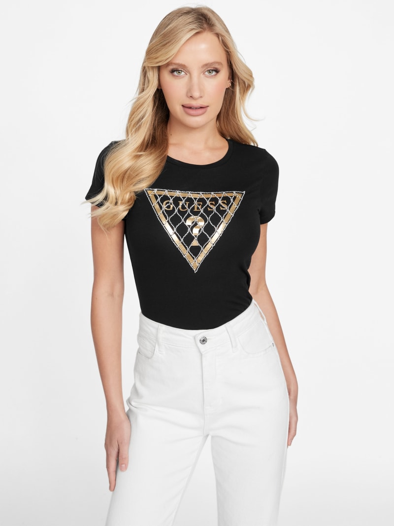 A.C.W. Rhinestone Mesh Top