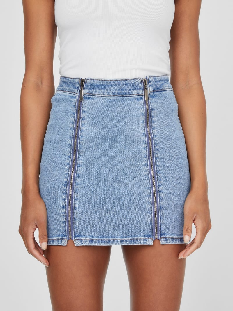 Waverly Dual Zip Denim Skirt GUESS Factory Ca