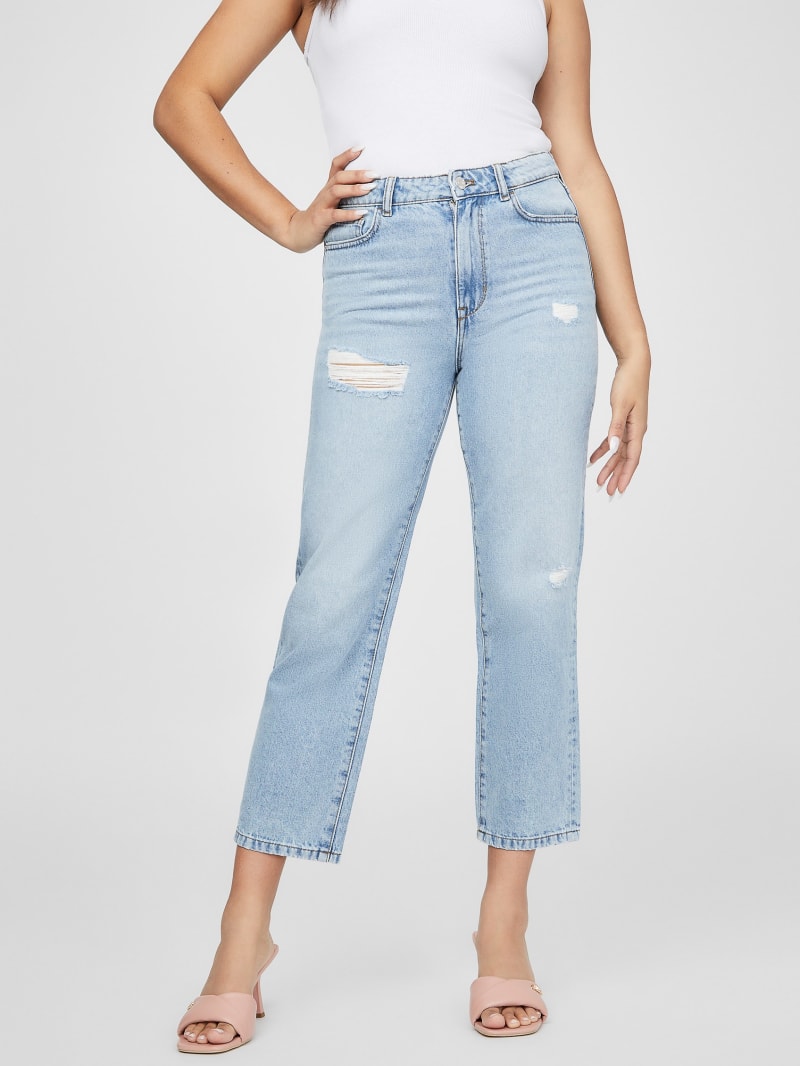 Flora Distressed Straight Jeans