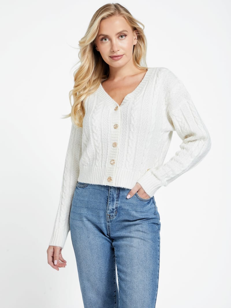 White knit cardigan womens sales