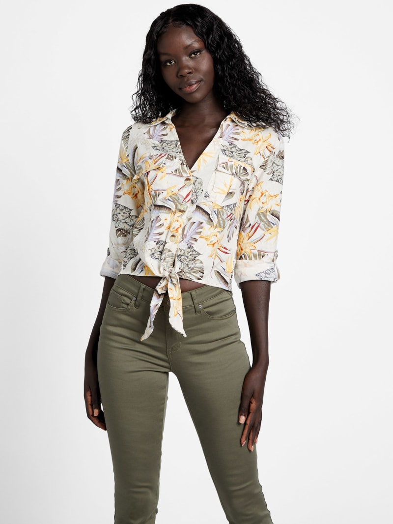 Nadia Tie-Front Top | GUESS Factory Ca