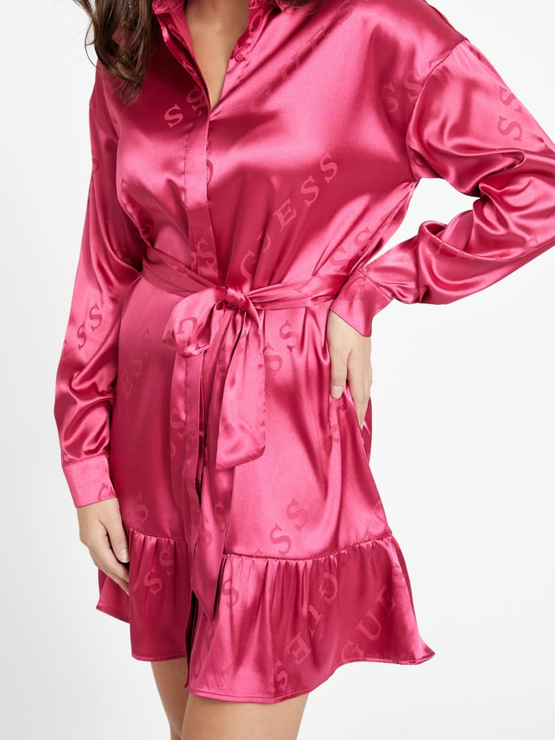 Gladys Logo Satin Dress | GUESS Factory