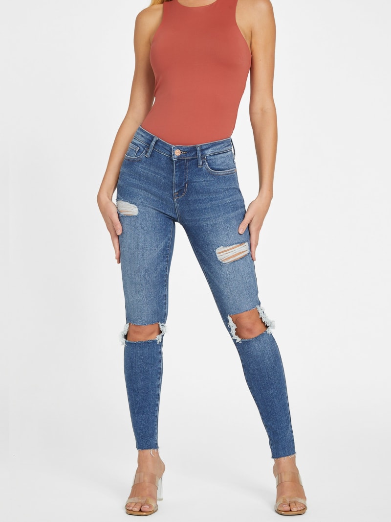 Eco Zuley Destroyed Mid-Rise Skinny Jeans