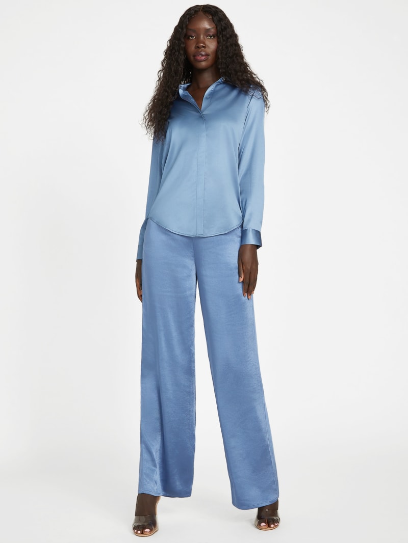 Gia Satin Wide-Leg Pants | GUESS Factory Gia Satin Wide-Leg Pants | GUESS Factory