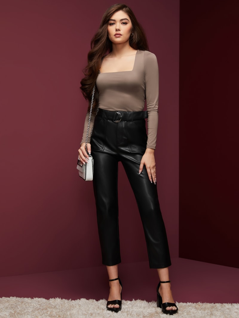 GUESS Leggings MAYA in leather look in ecru