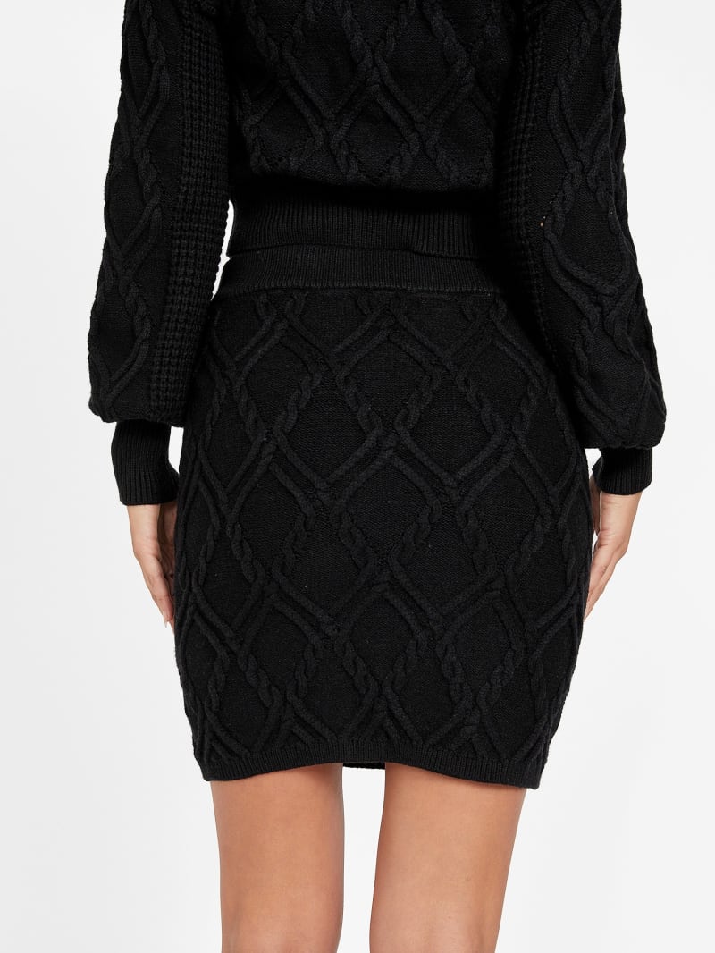 Kathy Diamond Cable-Knit Skirt | GUESS Factory