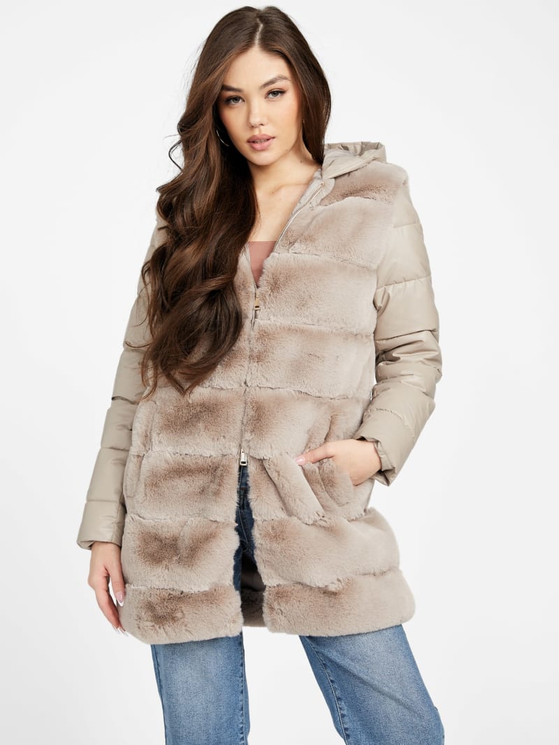 Olivia Faux-Fur Jacket | GUESS Factory