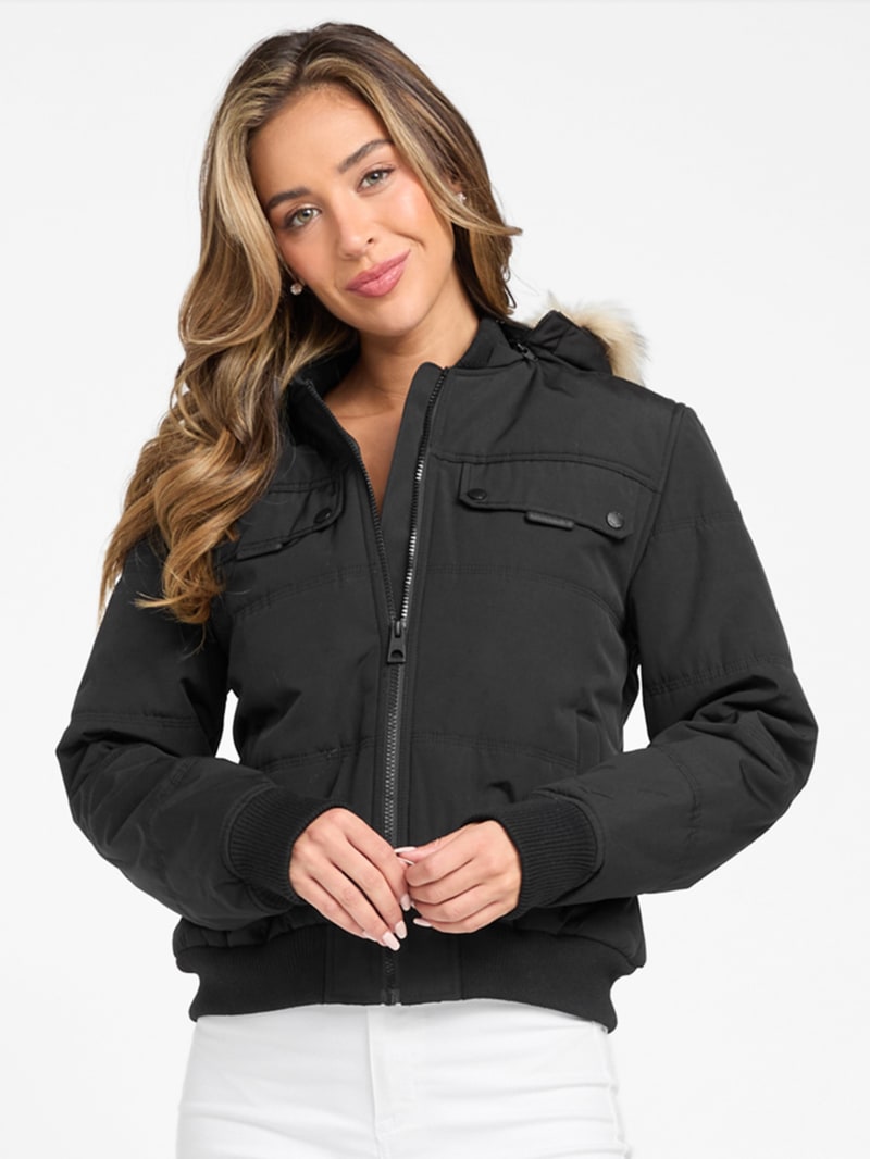 HOODED PADDING JACKET-BLACK