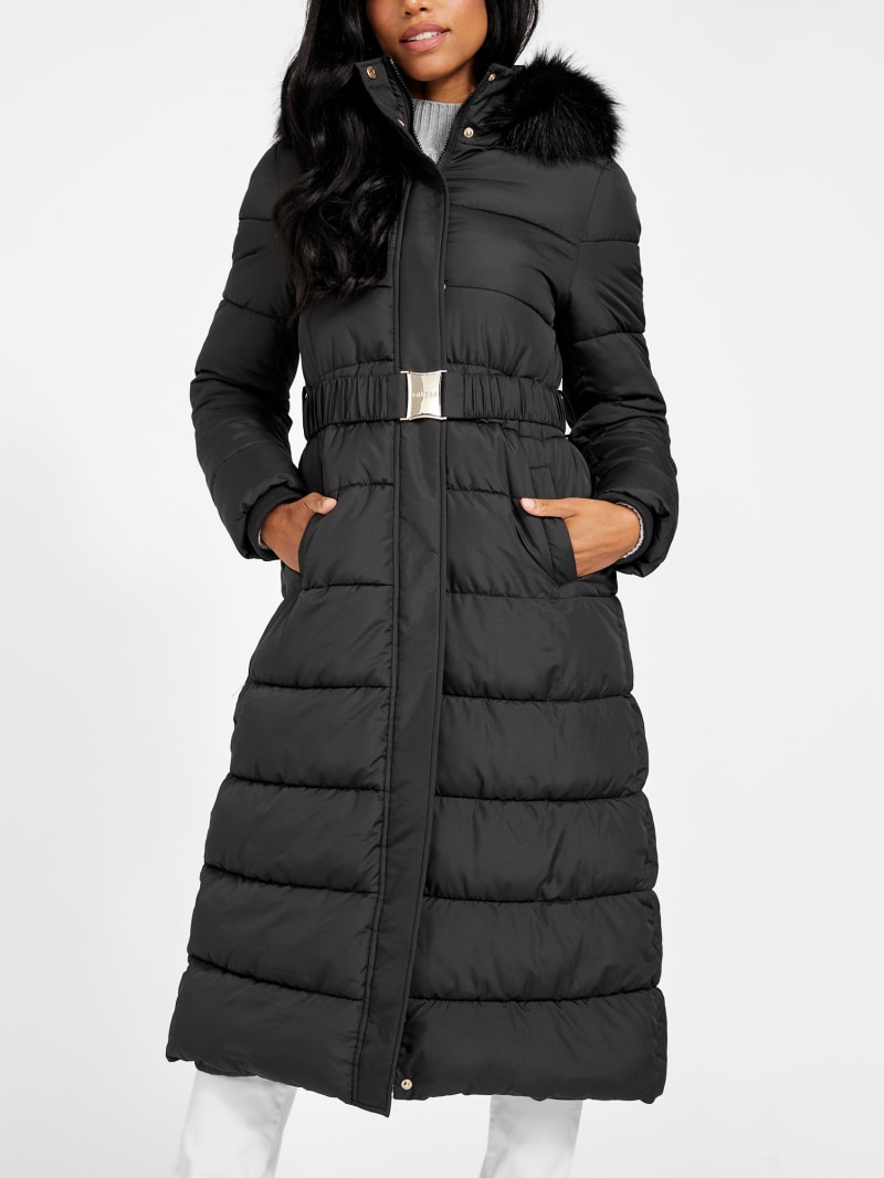 Crystal Longline Hooded Puffer Jacket | GUESS Factory